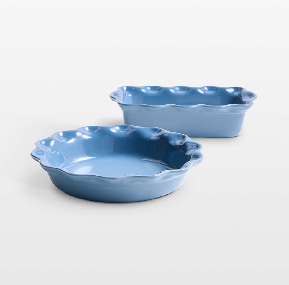 Fluted Ceramic Pie Dish and Loaf Pan Set