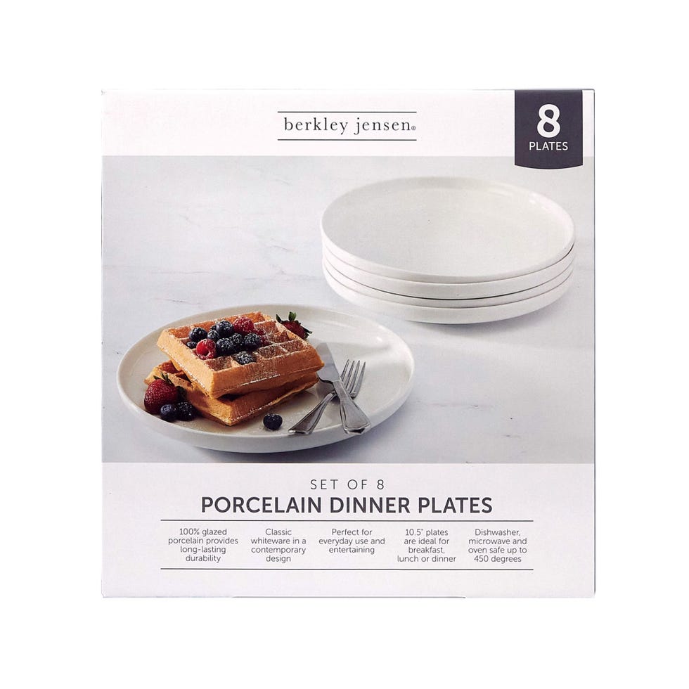 10.5" Porcelain Dinner Plates, 8-pack