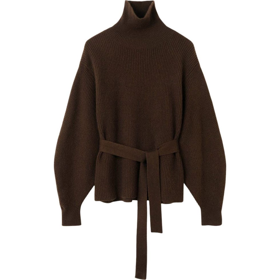 Belted Cashmere Turtleneck
