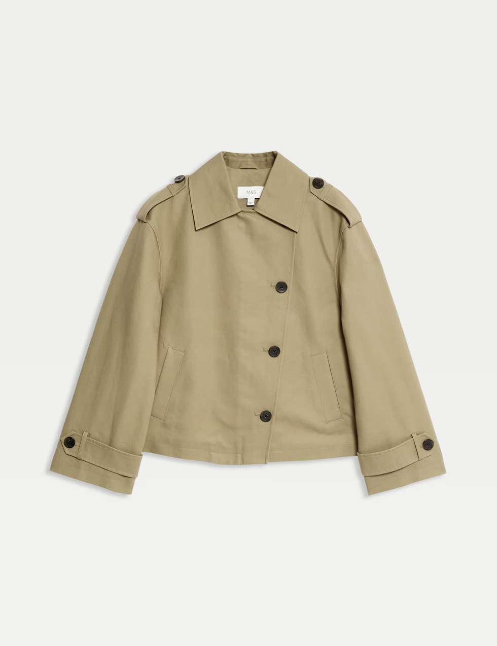 Cotton Rich Asymmetric Short Trench Coat