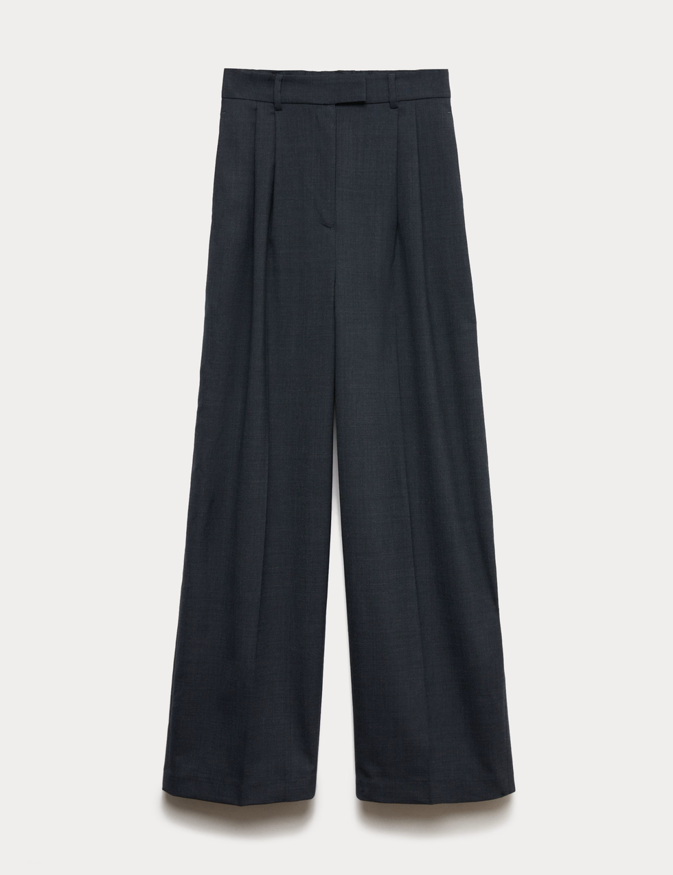 Wool Rich Pleated Wide Leg Trousers