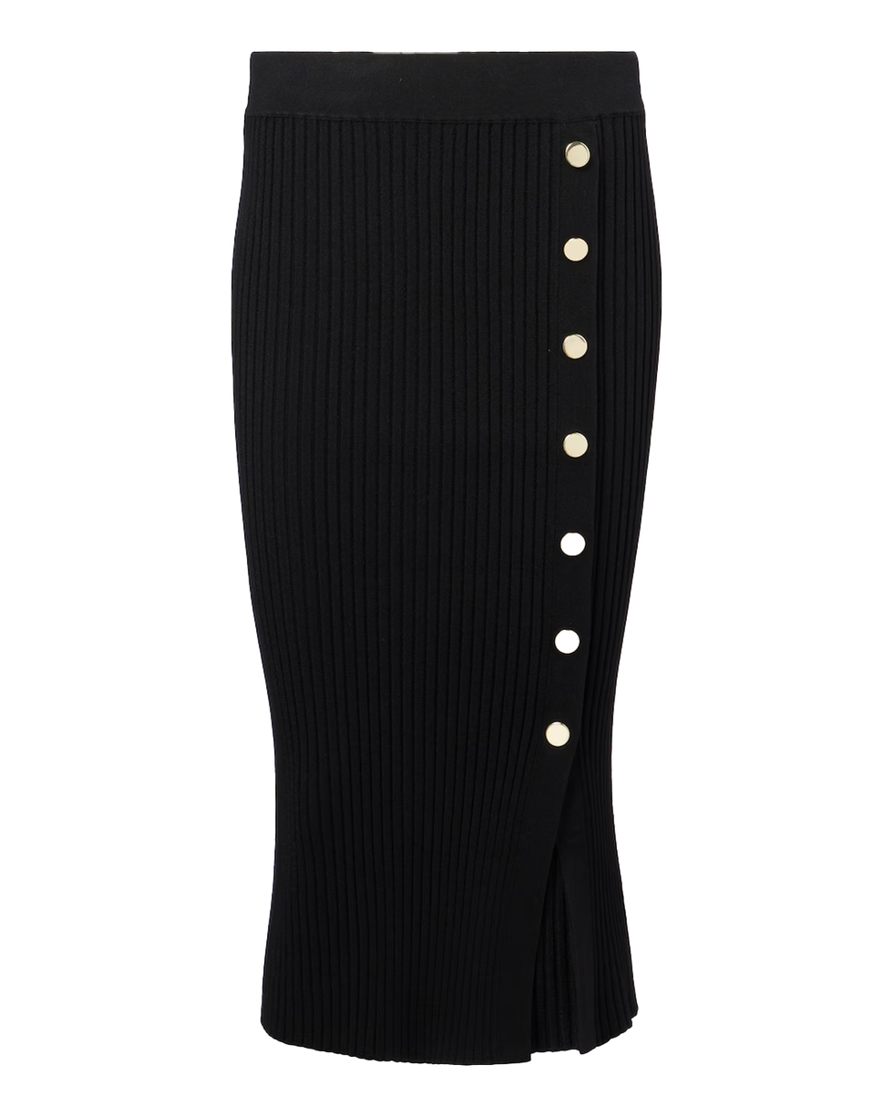Tanner Buttoned Rib Midi Skirt