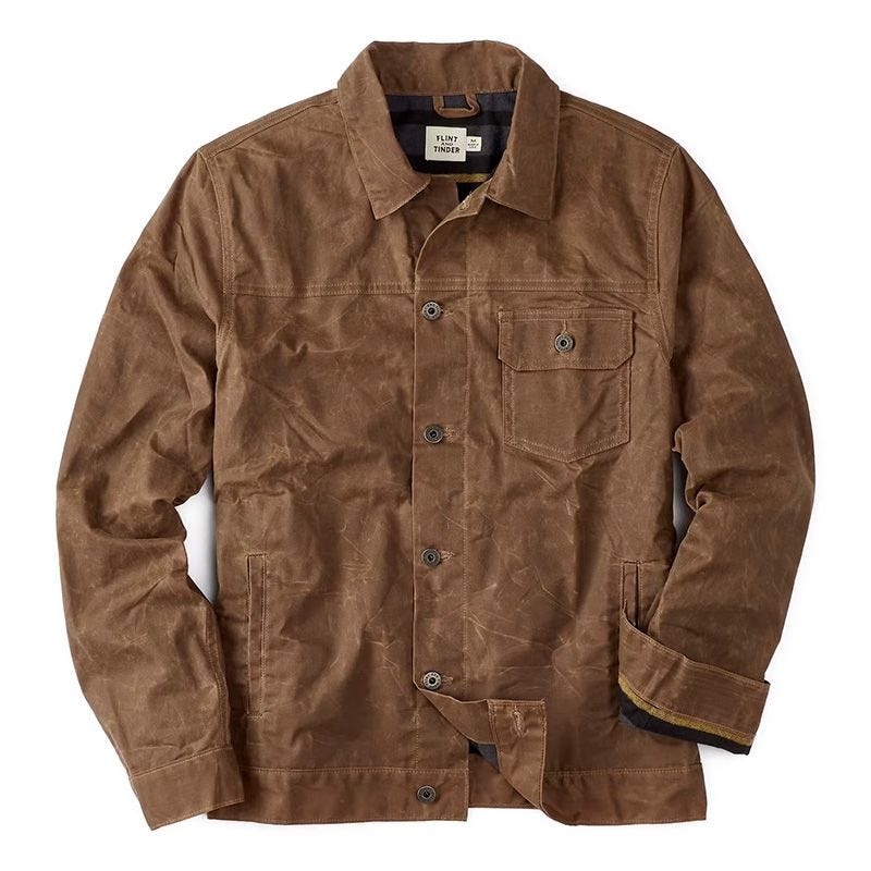 Flannel-Lined Waxed Trucker Jacket