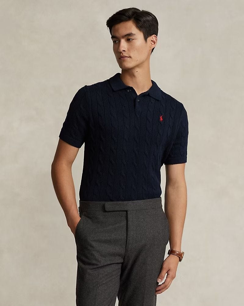 Cable-Knit Cotton Polo