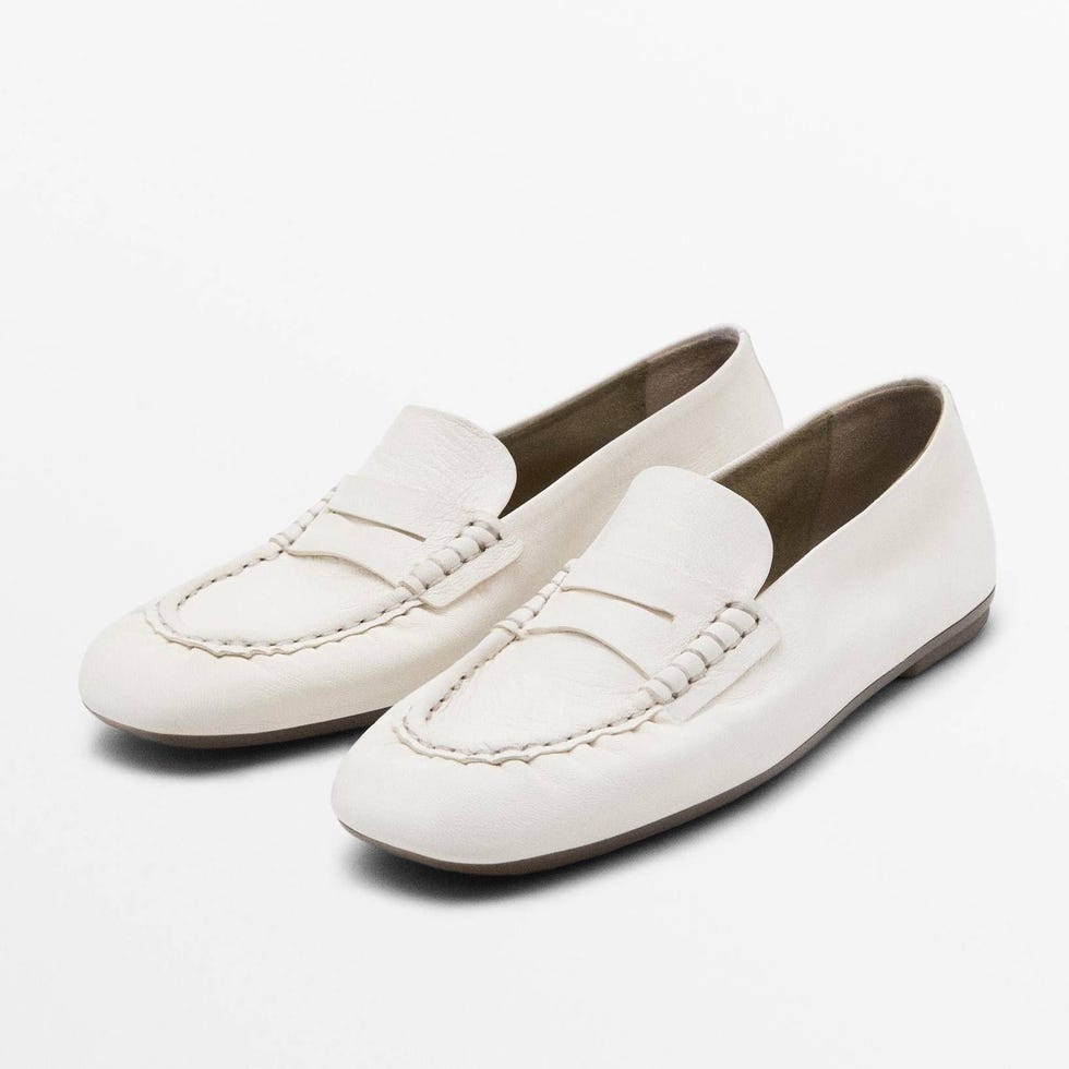 Mocasín blanco con antifaz en piel de serraje