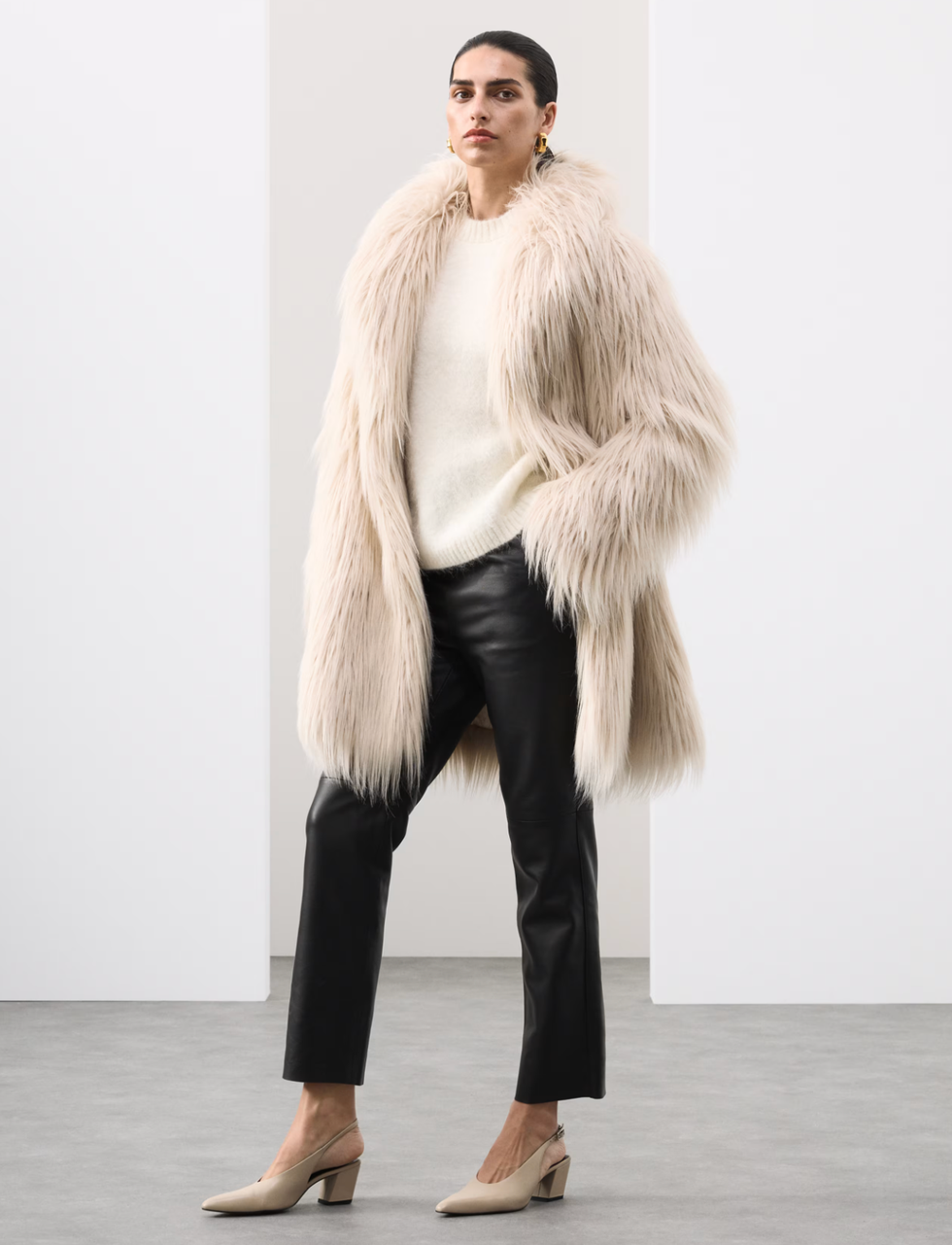 The Fluffy Coat: Faux Fur Collared Longline Coat