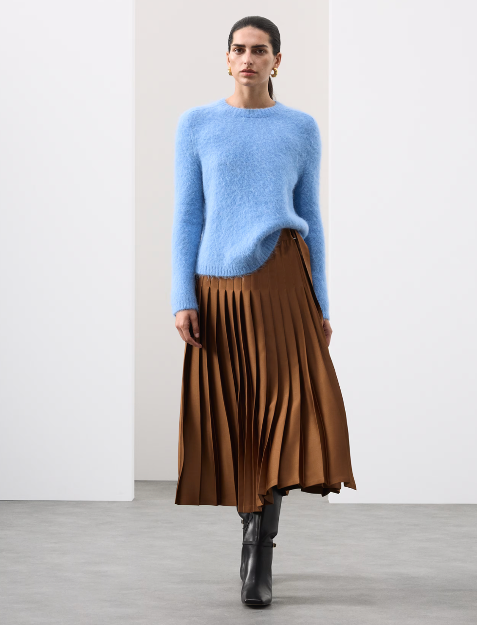 The Pleated Skirt: Satin Pleated Midaxi Wrap Skirt