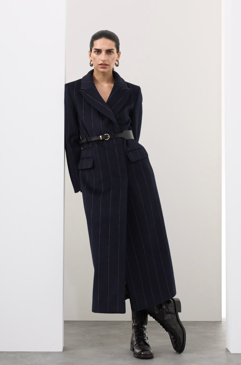 The Tailored Coat: Wool Rich Double Breasted Longline Coat