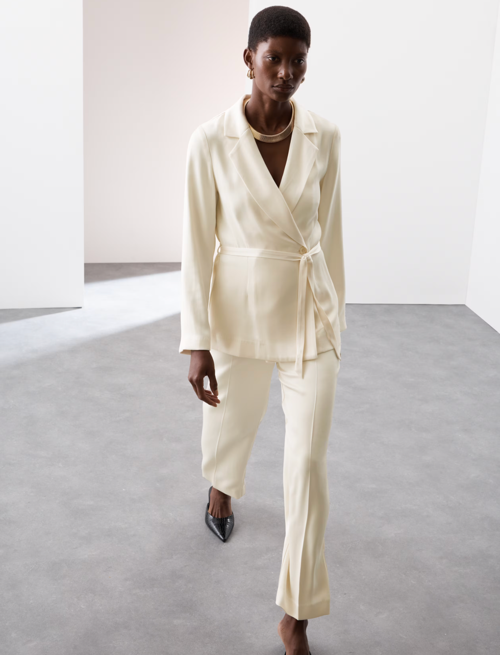 The Tie Blazer: Twill Belted Blazer