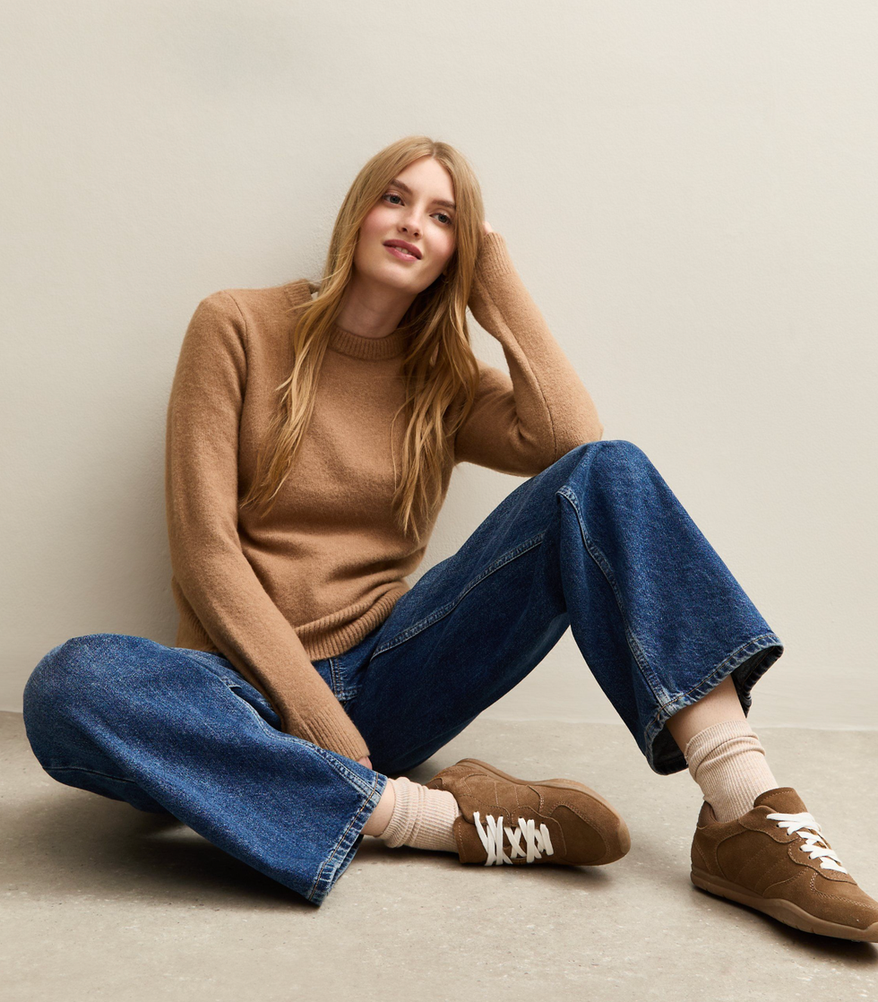 Tan Suede Lace Up Trainers