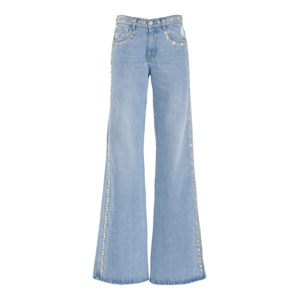 Studded Rigid High-Rise Wide-Leg Jeans