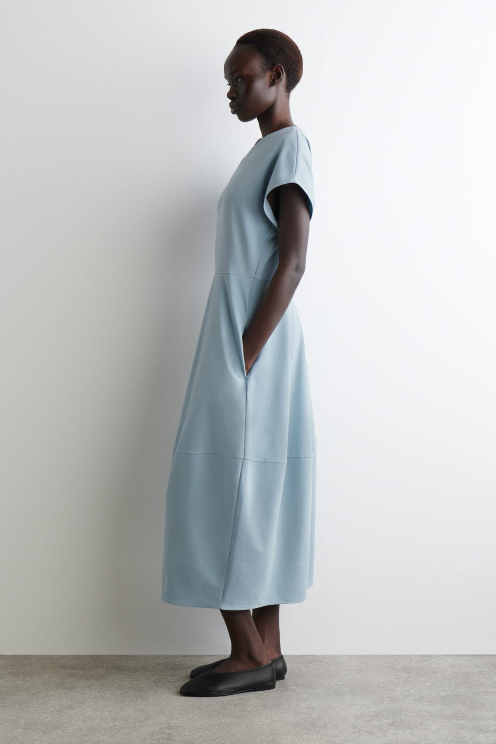 SCULPTED COTTON MIDI DRESS