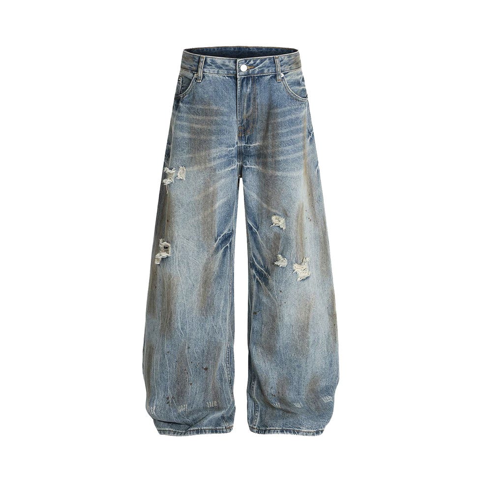 Washed Distressed Ripped Barrel Jeans 2445