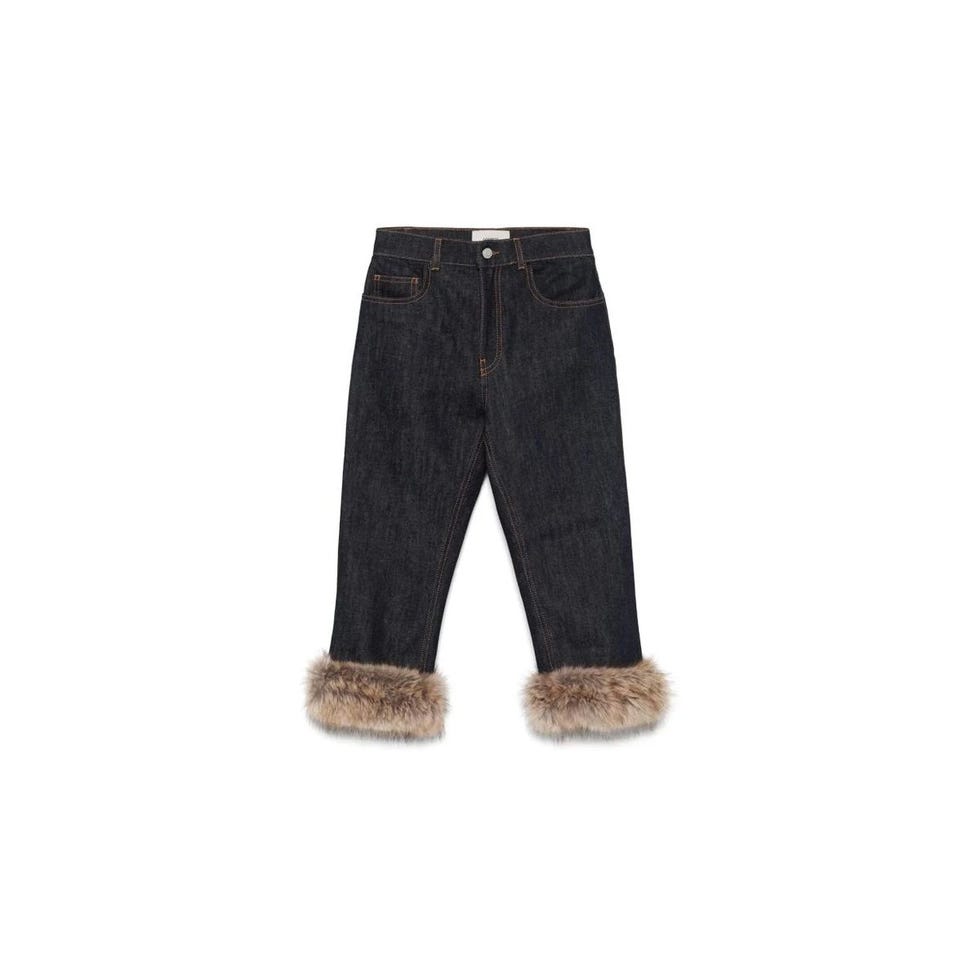 Faux Fur Hem Corsair Skinny Jeans