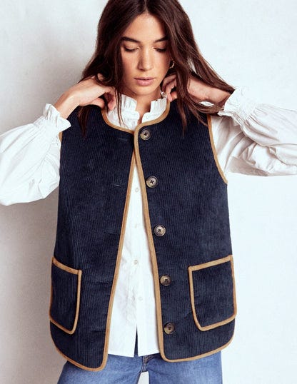 Clerkenwell Reversible Gilet Navy, Leopard