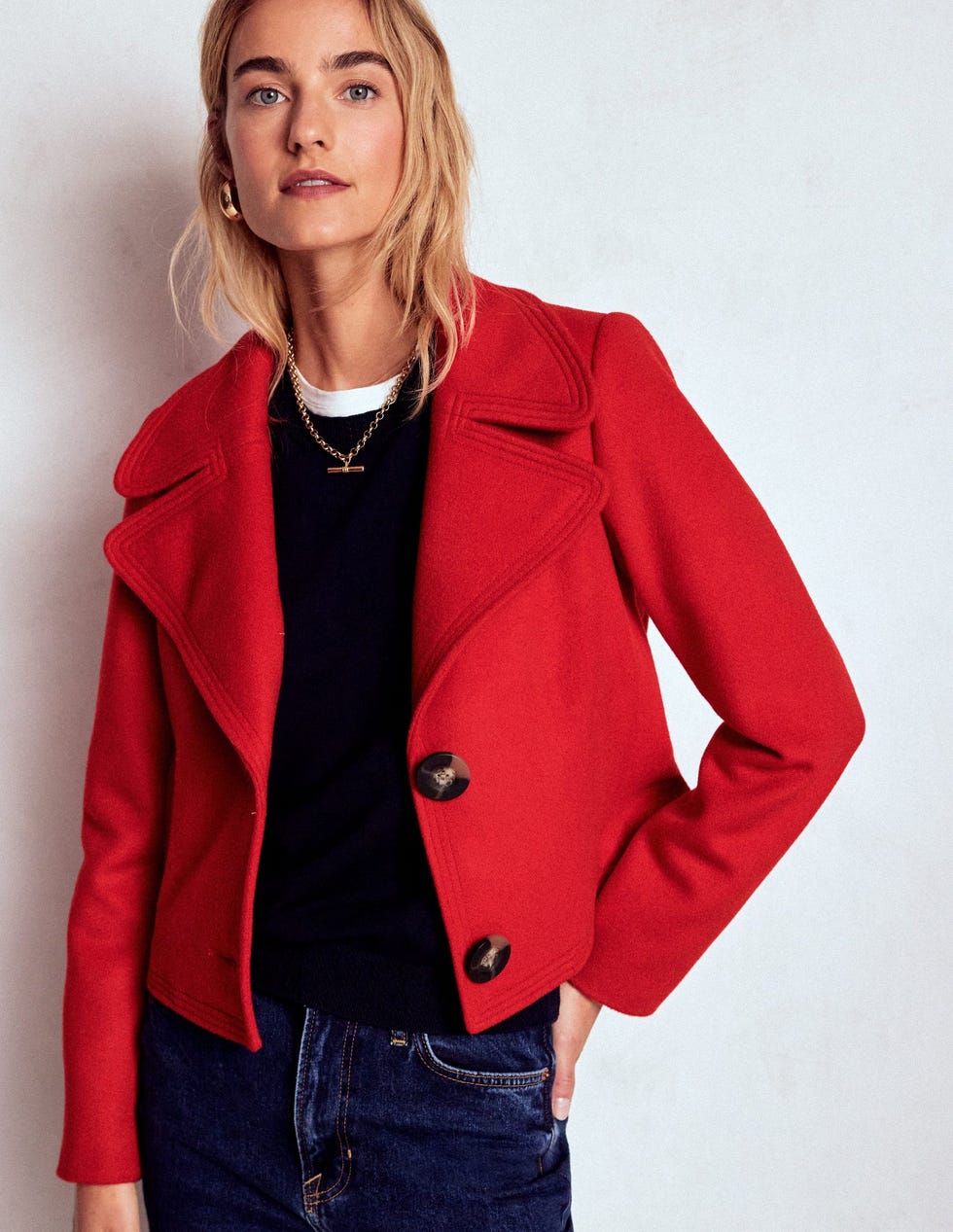 Topstitch Jacket Poppy Red