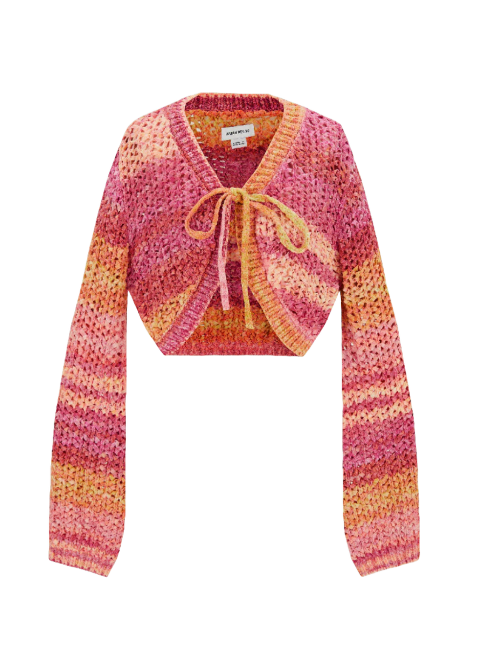 Tie Front Striped Knitted Cardigan