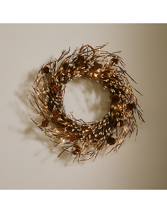 Autumn Pre Lit Pinecone Wreath