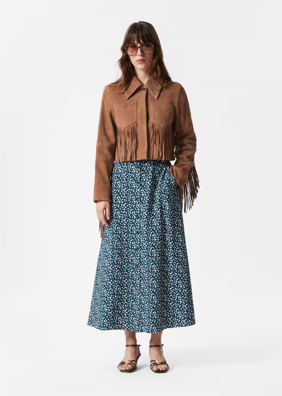 Buttoned A-Line Skirt