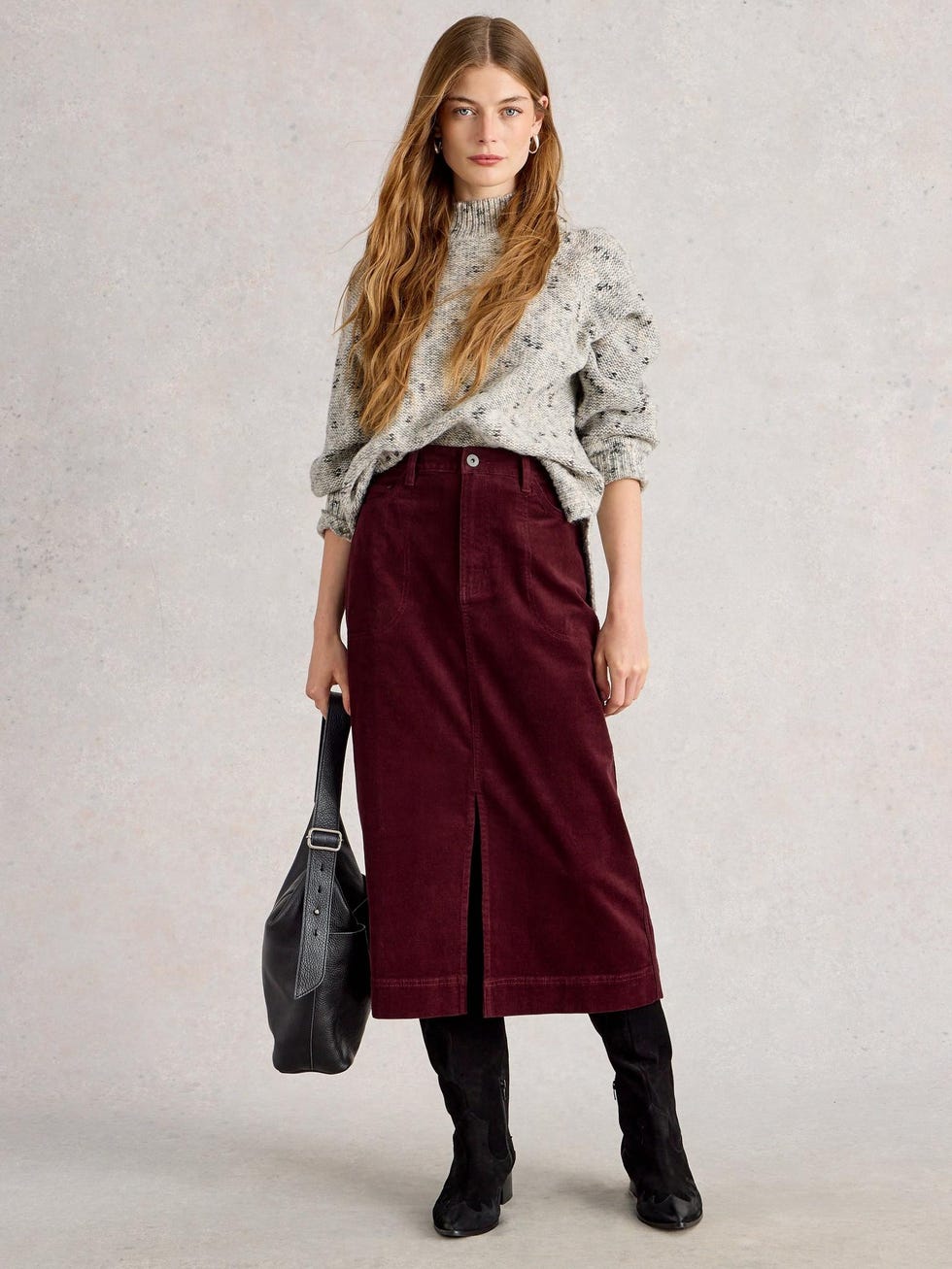 Tia Cord Midi Skirt