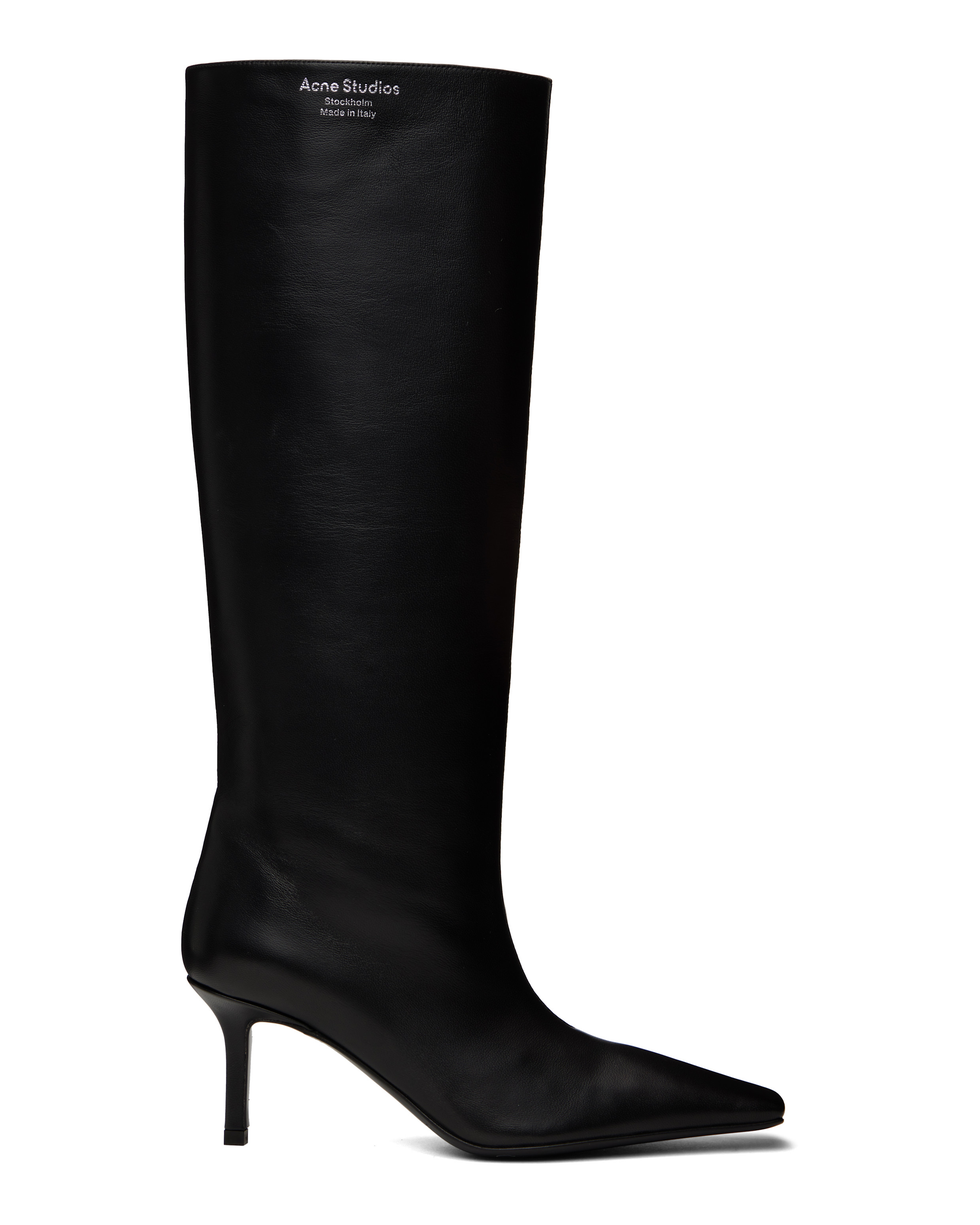Botas altas de couro preto