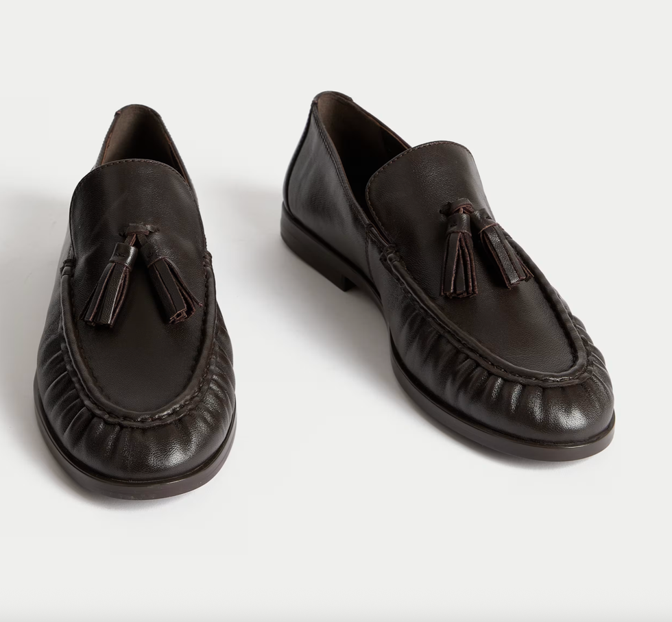 Leather Tassel Flat Loafers by M&S Collection