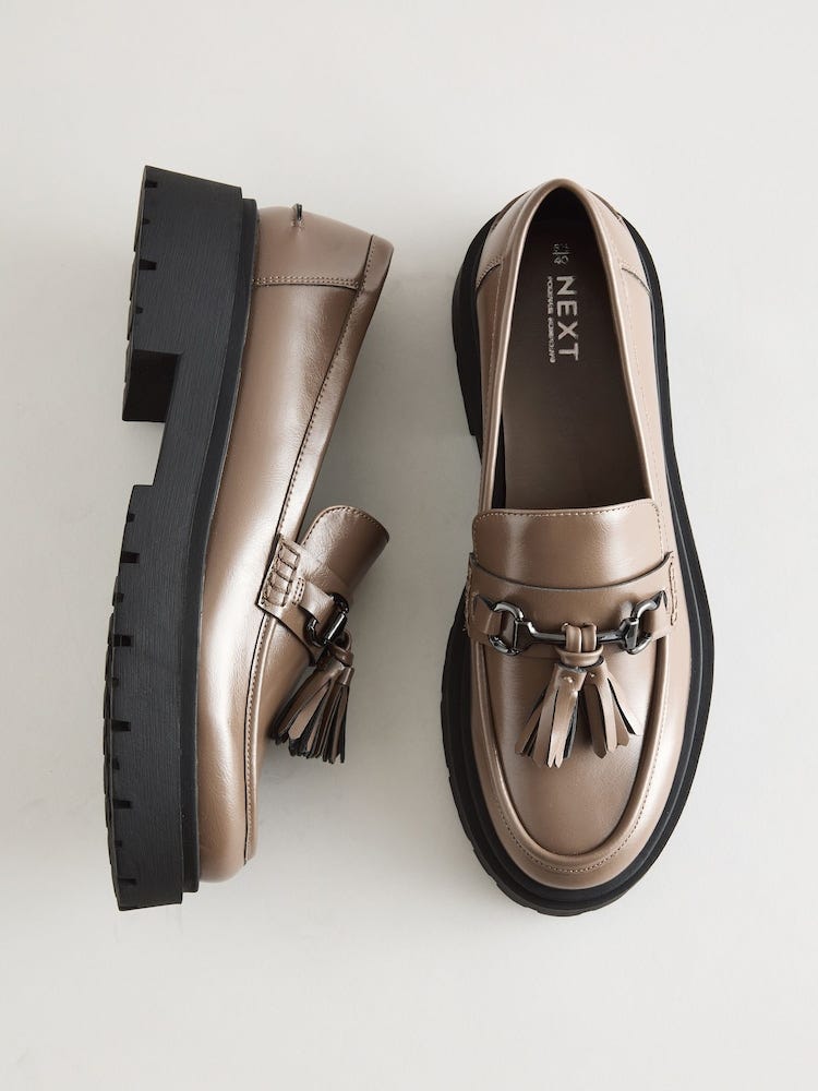 Mocha Brown Forever Comfort Chunky Platform Tassel Loafers