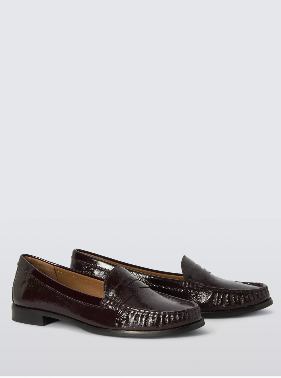 John Lewis Pennie Patent Leather Penny Loafers  Bordeaux