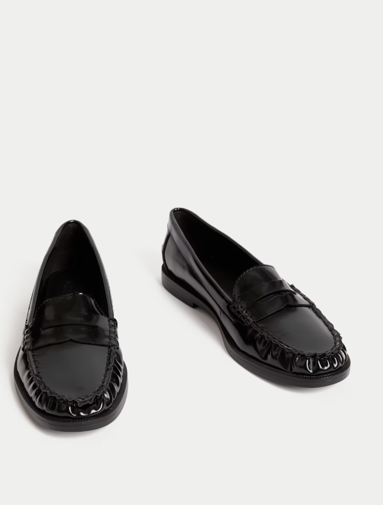 Wide Fit Patent Flat Penny Loafers