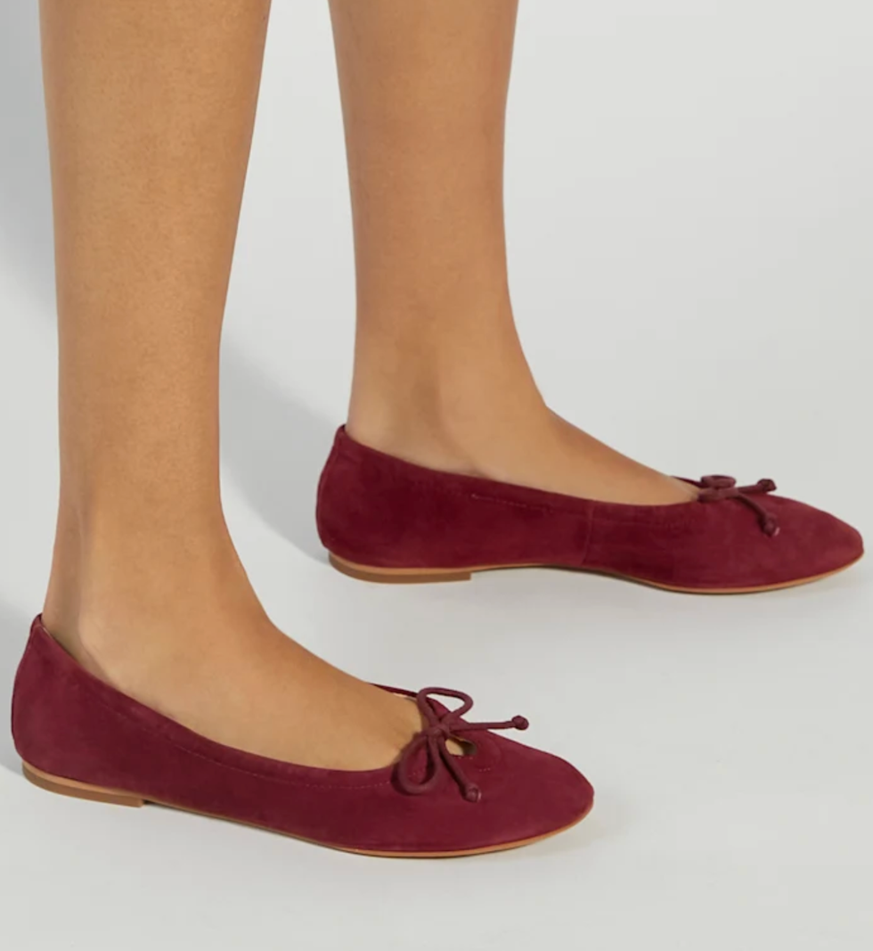 Suede Cut Out Detail Ballet Flats
