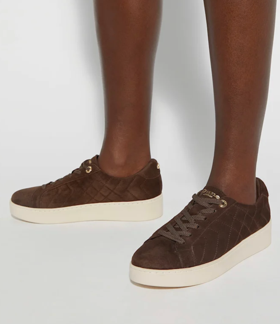 Quilted Platform Sole Lace-Up Trainers