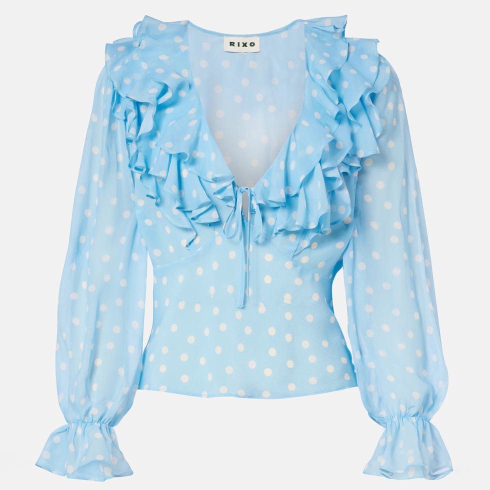 Lasca Polka-Dot Silk Top