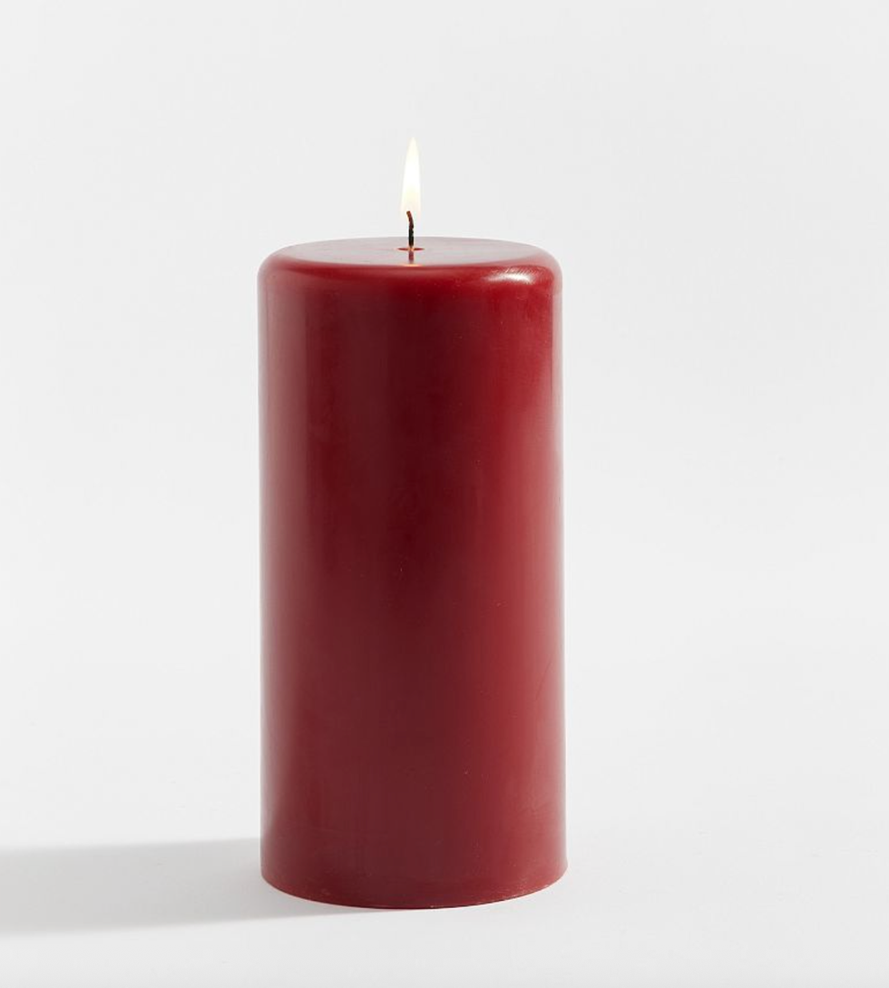 Modern Curved Pillar Candle, Red