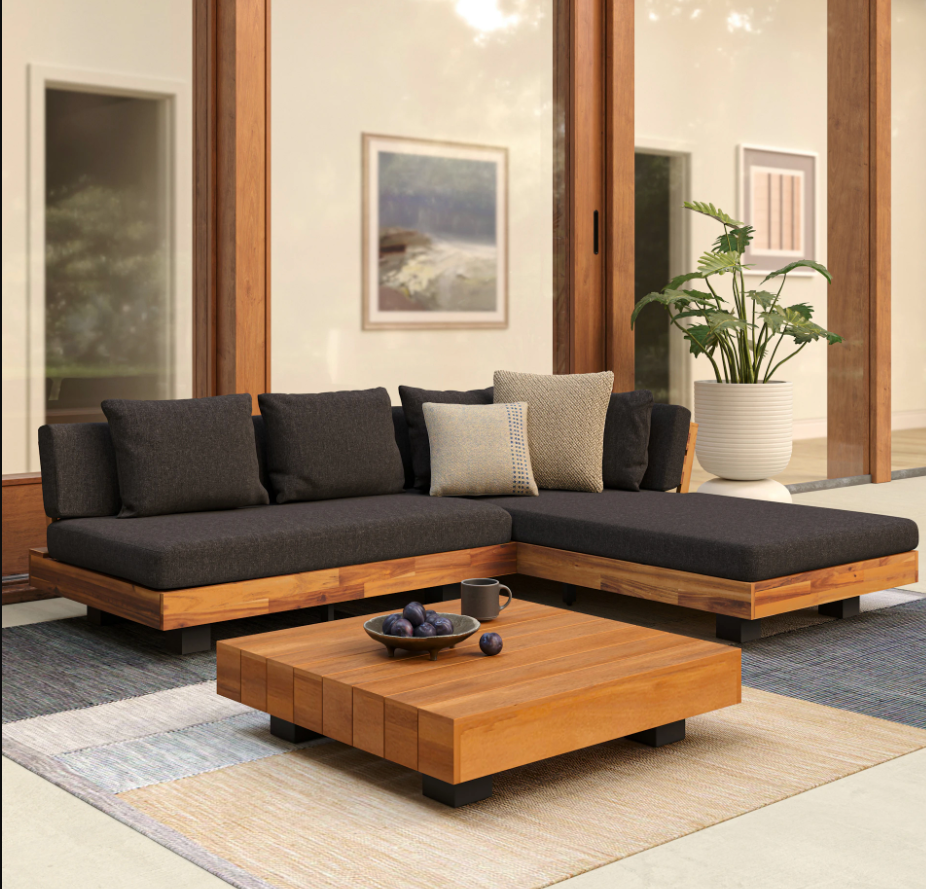 Lubek 82.5" Outdoor Low Right Sectional Set - Slate Gray