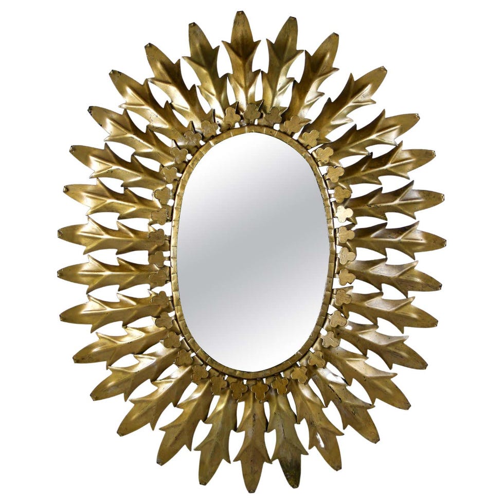 Oval Art Deco Sunburst Wall Mirror
