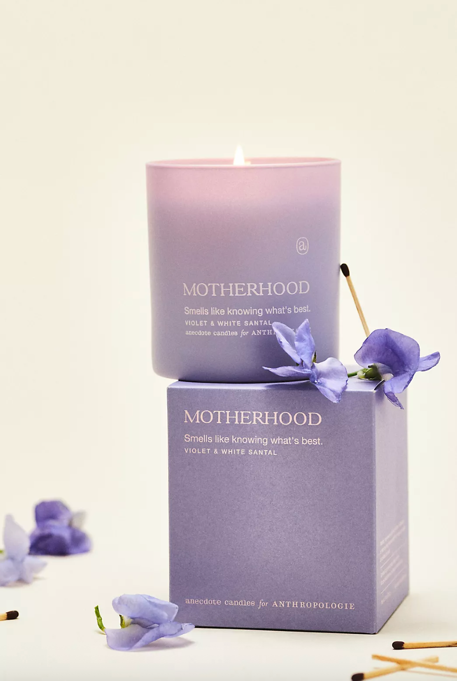 Motherhood Violet & White Santal Boxed Candle