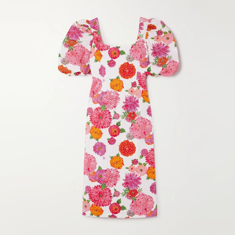 Sizzler Open-Back Floral-Print Stretch Cotton-Poplin Midi Dress