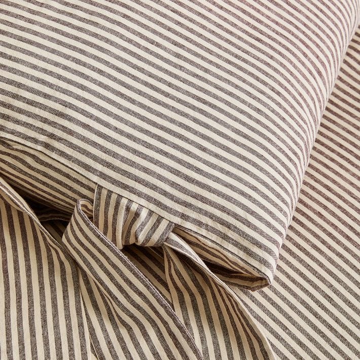 Pierce & Ward Cotton Linen Stripe Duvet Cover & Shams