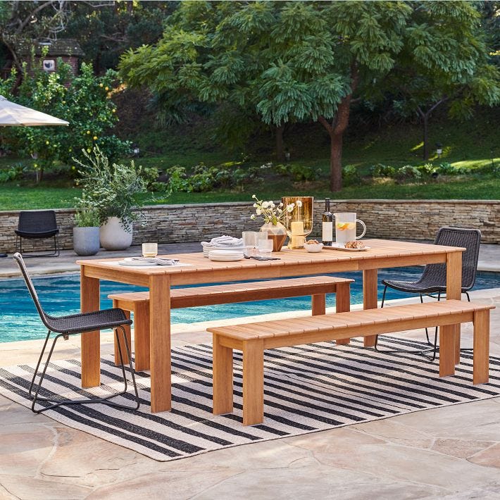 Playa Outdoor Extendable Dining Table (67.5"–90") & Benches Set