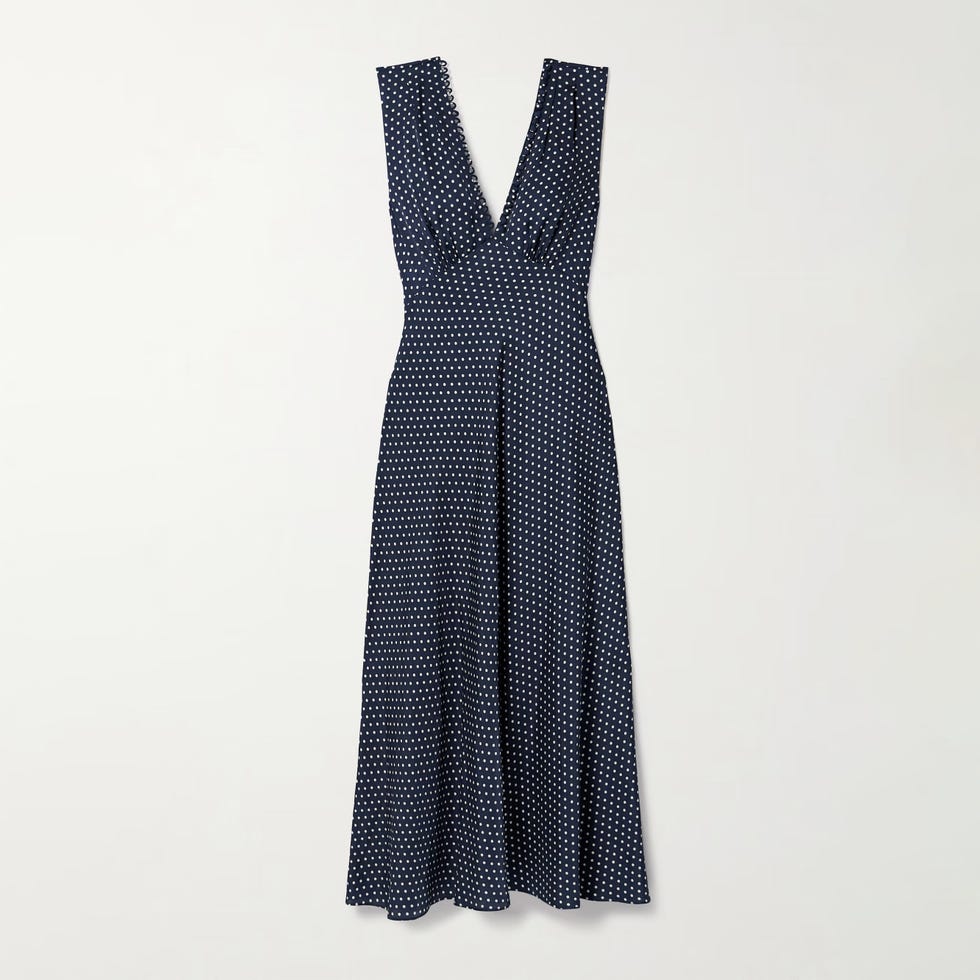 Tahlia Belted Polka-Dot Silk-Blend Twill Midi Dress