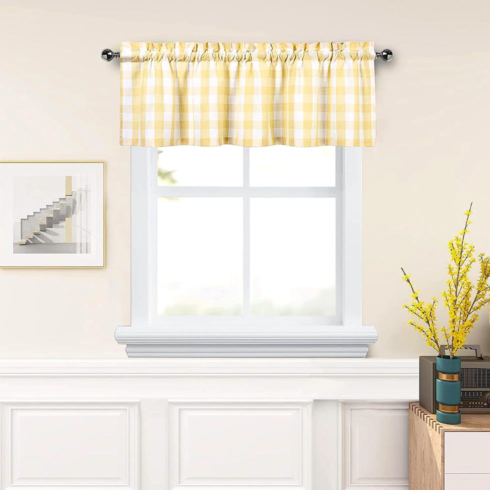 Plaid Linen Sheer Cafe Curtain