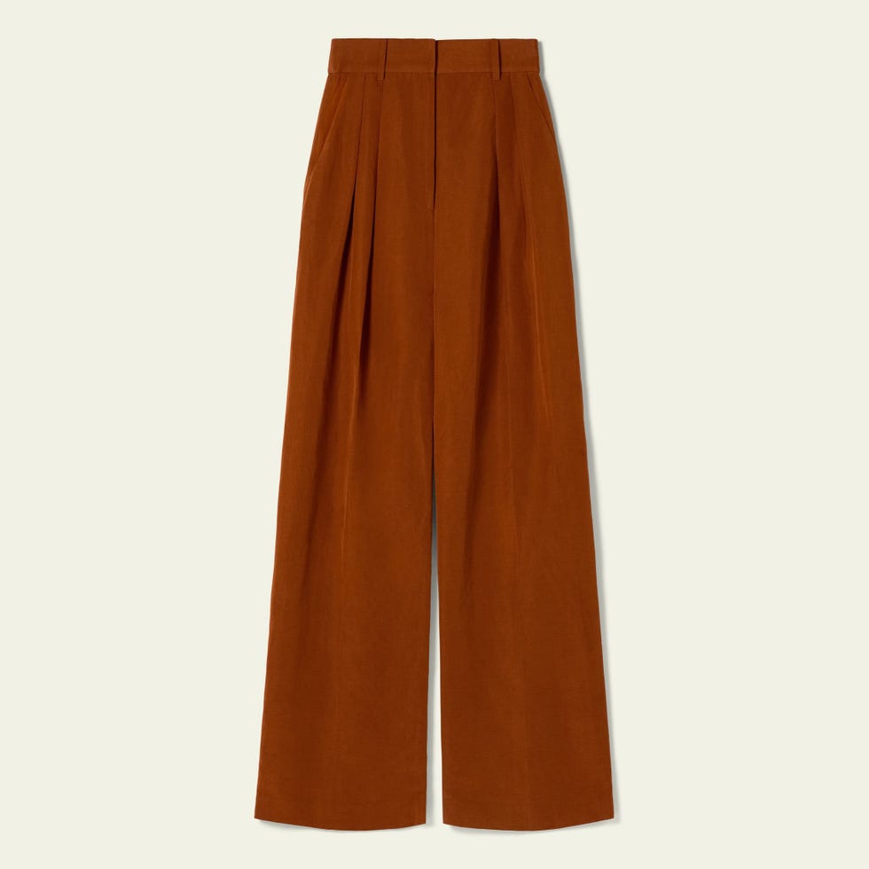 Front-Pleated Silk-Linen Blend Trousers