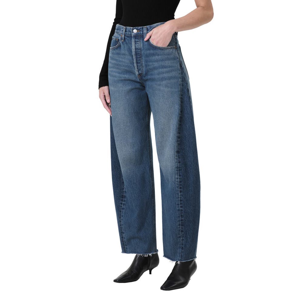 Luna Piece High Waist Raw Hem Barrel Jeans