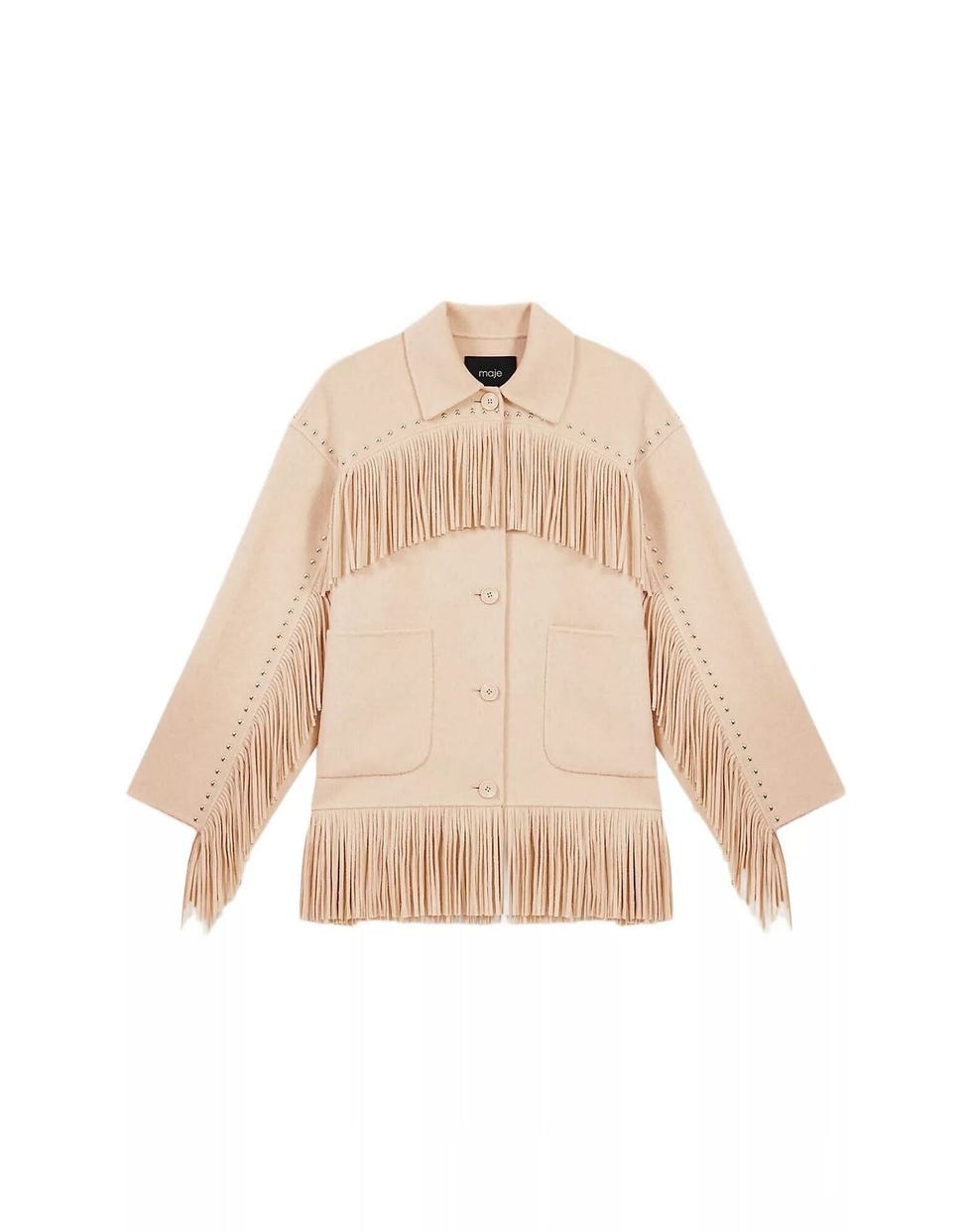 Double-Breasted Fringed Coat