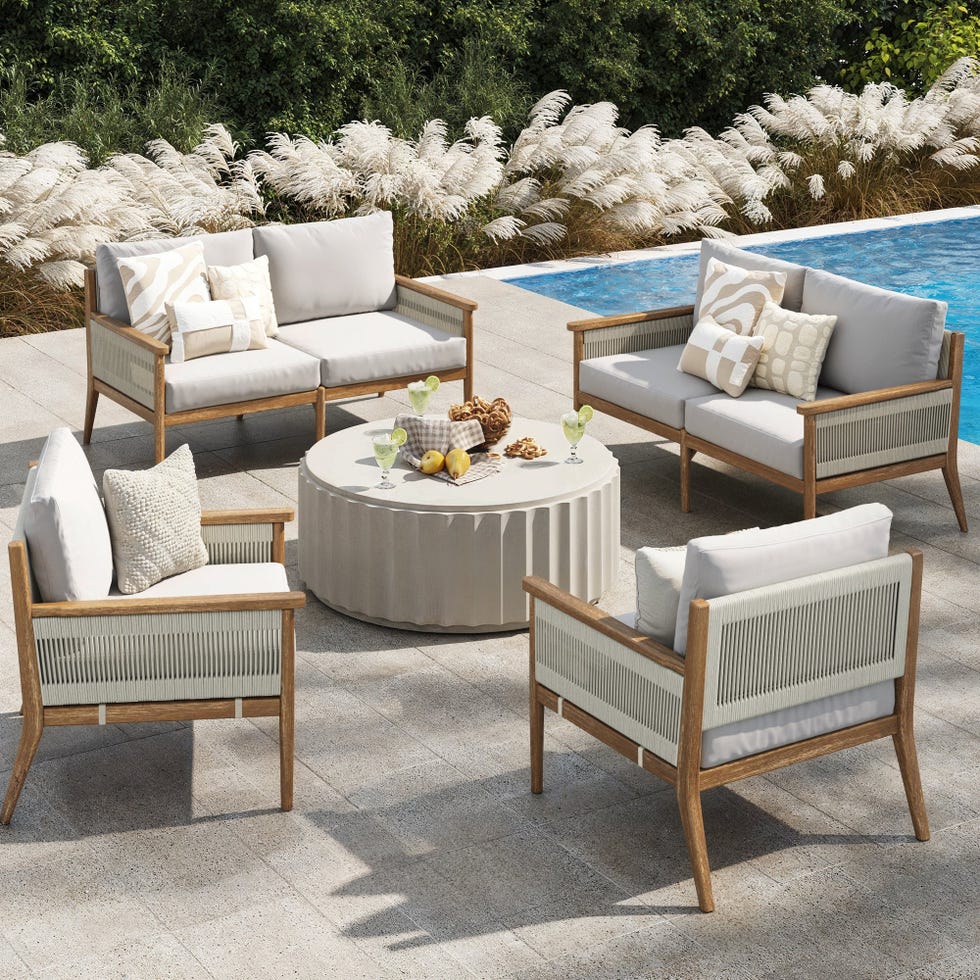 Outdoor 4 Piece Wood Patio Set Loveseats and Chairs