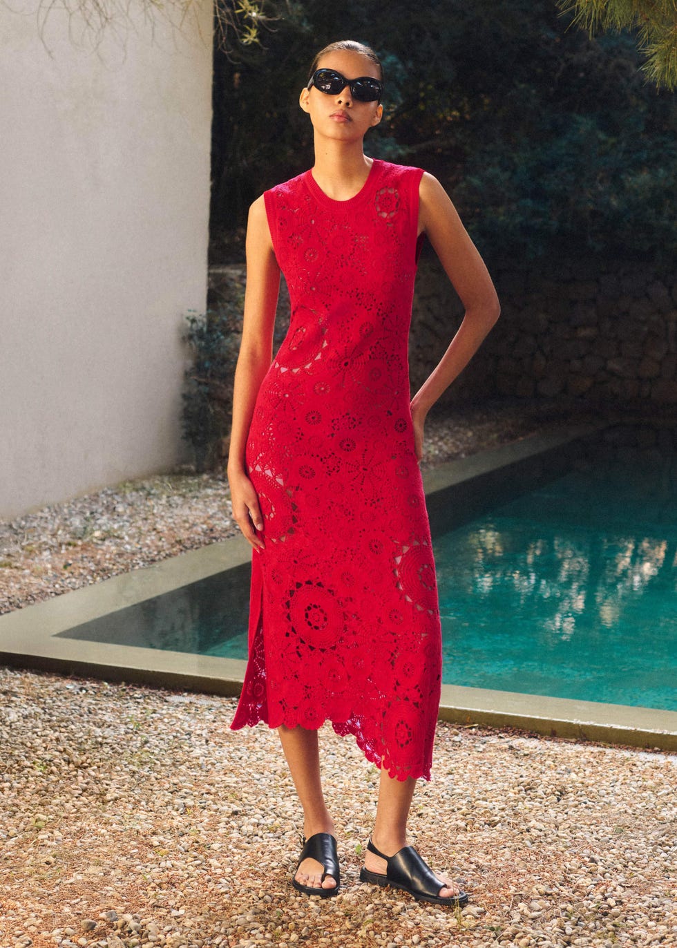 Asymmetric Crochet Maxi Dress + Slip Cotton Crochet