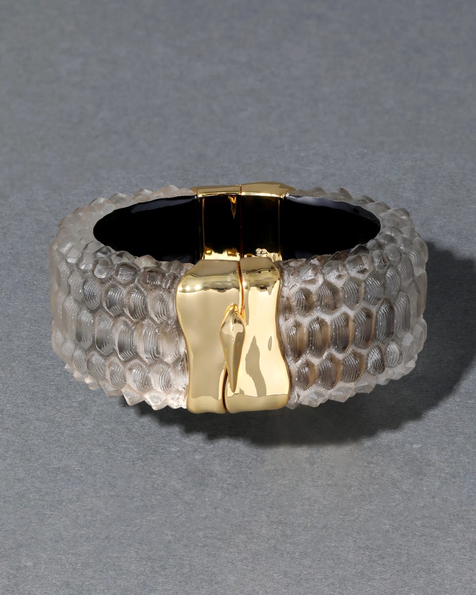 Serpent Lucite Wide Hinge Bracelet- Desert