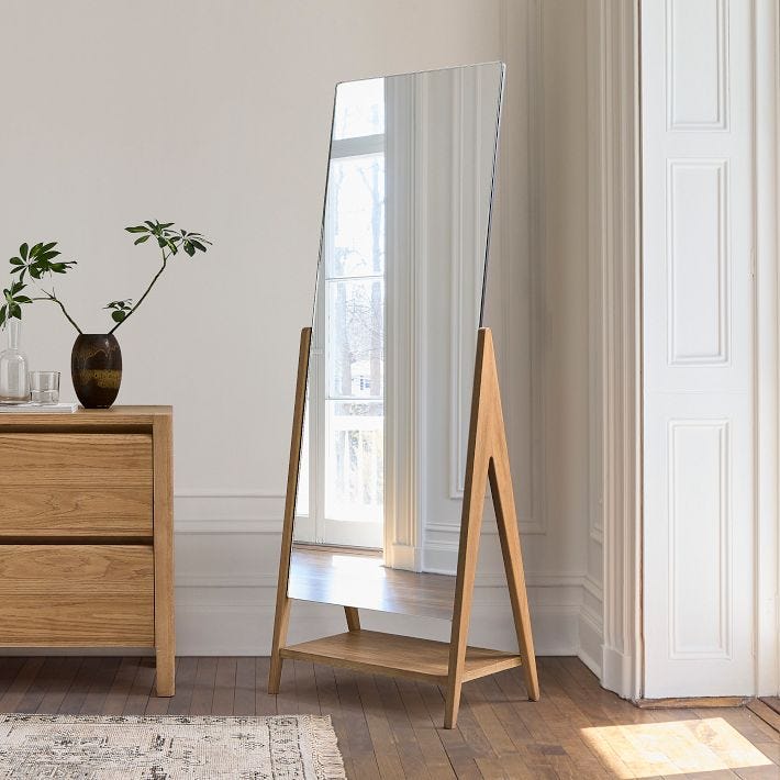 Free-Standing Wood Floor Mirror