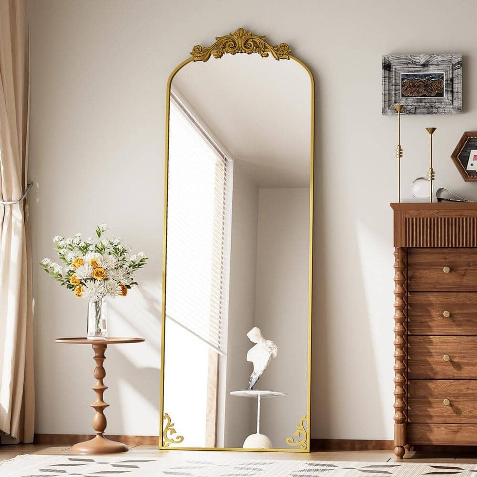 Arched Gold Metal Framed Mirror