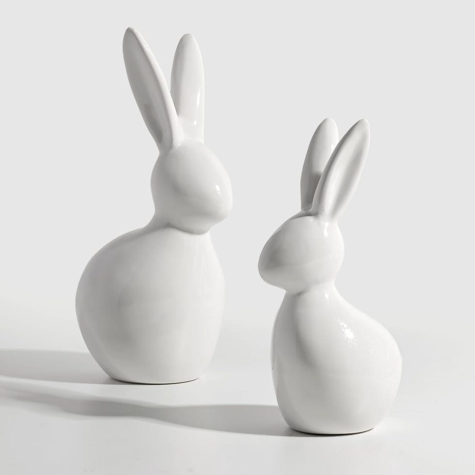 Elegant White Ceramic Bunny Figurines